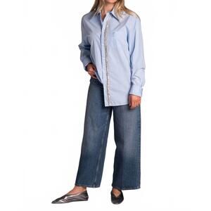 NEW N°21 long sleeve with crystals shirt in sky blue